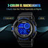 Skmei Mens Sport Running Watch, Digital Electronic 50M Waterproof Military Army Sports LED Wristwatch Water Resistant with Stopwatch Unique Dial 7 Color Changeable Backlight - Blue