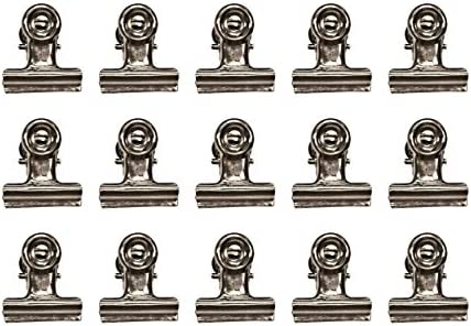 Tim Holtz Idea-ology Hinge Clips, Antique Satin Nickel Finish, Pack of 15 Miniature Metal Bulldog Clips, 7/8 x 7/8 Inch, TH92692