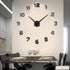 Frameless 3D DIY Wall Clock Mirror Surface Decorative Clock Large Mute Wall Stickers for Living Room Bedroom Home Decorations (Black)