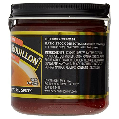 Better Than Bouillon Premium Lobster Base, Made from Select Cooked Lobster & Spices, Makes 9.5 Quarts of Broth, 38 Servings, 8-Ounce Jar (Single)
