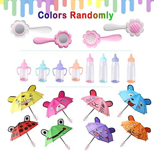 Baby Doll Clothes Fits 12'' 13'' 14'' 15''Bitty Girl Alive Baby Doll Clothes Diapers 360°Sewing Dresses for with Doll Nappies, Milk Bottle, Nipple, and Doll Accessories Pack of 25 Bag Set