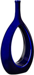 Samawi Blue Ceramic Vase/12 inch/Flowers Home Decor Decorative Blue Vase Modern/Geometric Vase/Peephole Vase for Living Room/Bedroom/Dining Table