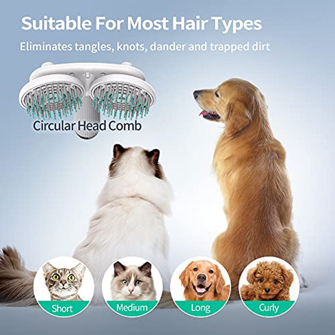 uahpet Dual Head Cat Brush Dog Brush, Slicker Brush for Dogs Cats, Negative Ions Dog Grooming Brush, Gently Removes Loose Hairs, Mats, Tangles, Anti Static & Frizz Cat Brush for Medium, Long Hair