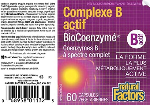 Natural Factors, BioCoenzymated Active B Complex, 60 Capsules (60 Servings)