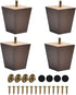 BUYGOO 3inch Wood Furniture Legs Sofa Legs Set of 4 Square Couch Legs Mid-Century Modern Replacement Legs for Armchair Recliner Coffee Table Dresser (Brown)