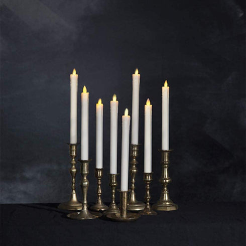 Flameless Taper Candles H9"x D1" Dripless Real Wax Moving Wick Electric Candles with Remote Timer LED Battery Operated Candles for Table Centerpieces Party Decorations Ivory