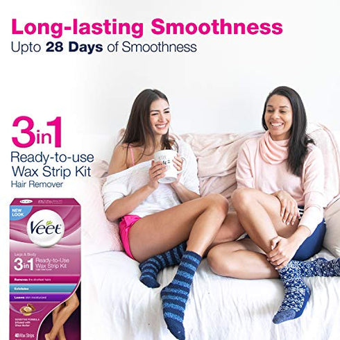 Veet Leg and Body Hair Remover Cold Wax Strips, 40 Count (Packaging May vary)