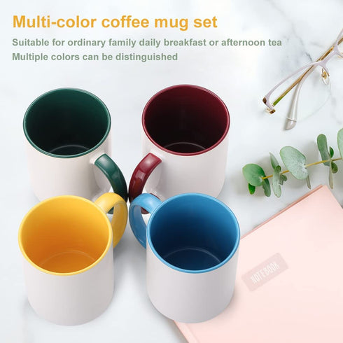 AceElite Coffee Mugs, Ceramic Coffee Mugs Set of 4, 12 oz Coffee Mugs, Colorful Coffee Cup With Handle, Pottery Coffee Mug Dishwasher Microwave Safe, Small Porcelain Mugs