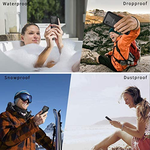 Lanhiem Samsung Galaxy A10E Case, IP68 Waterproof Dustproof Shockproof Case with Built-in Screen Protector, Full Body Sealed Underwater Protective Cover for Galaxy A10e (Black/Clear)