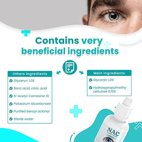 ANTIAGINGCENTRAL NAC Eye Drops | N-Acetyl-Carnosine Eye Drops (2 vials of 5ml Each)
