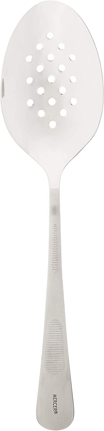 Mercer Culinary, 9 Inch, Silver Plating Spoon, Perforated Bowl, 9-Inch, 9"