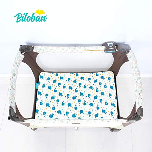 Pack N Play Sheets Fitted, 2 Pack Portable Playard Pack and Play Sheet, Ultra Soft Microfiber Mini Crib Sheets,Whale, Preshrunk