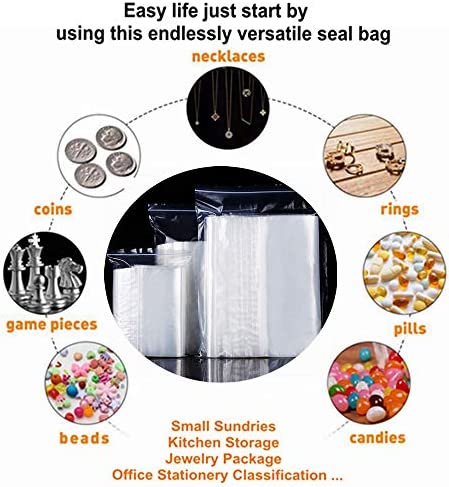 300pcs Zipper Poly Bags, Magicalmai Clear Plastic Zip Lock Baggies Reclosable Thicken Zip Bags for Small Items/Food Storage/Jewelry/Samples/Snack Various Sizes (2x2,3x4,4x6)