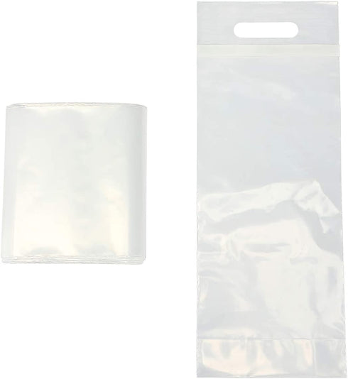 Wine Bottle Doggy Bag 100 Pack: Carryout Adhesive Seal Tamper Proof Travel Bags for Restaurants, Bars, and Dinner Parties (Clear)