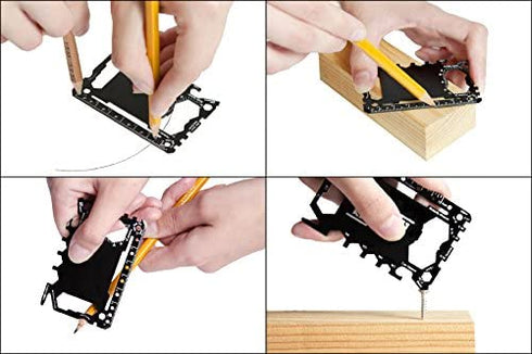 Pocket Tool Wallet - 46 in 1 Multitool Credit Card Size - Cash Clip - Multi Purpose Tool Card (Black)