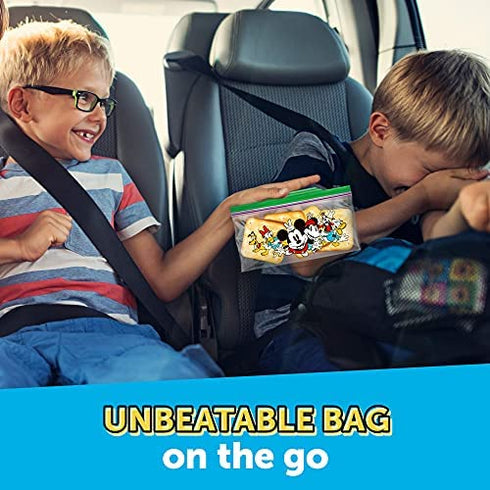 Ziploc Snack Bags for On the Go Freshness, Grip 'n Seal Technology for Easier Grip, Open, and Close, 66 Count, Mickey and Friends Designs