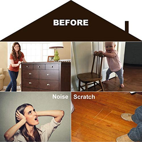 Felt Furniture Pads Large 10 pcs Pack 6"x 4" Big Felt Pads Large Furniture Pads Heavy Duty 5mm Thick Beige Anti Scratch Floor Protector for Hardwood Floor and 20 Rubber Bumpers