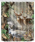 Wildlife Deer Shower Curtains for Bathroom Decor,Hunting Camo Shower Curtain Bathroom Decor,Foggy Forest Elk Animal Curtain Waterproof Fabric 59x70 Inches with Hooks