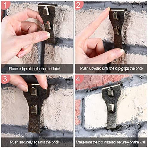Brick Wall Clips for Hanging Brick Lights Wreaths Pictures Hanger Steel Brick Clamp Hooks Brick Wall Hook Fastener Fits Brick 2-1/4 inch to 2-3/8 inch in Height (9 Pieces)