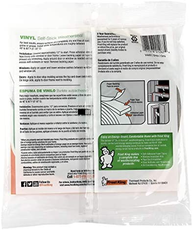 Frost King Vinyl Foam Tape - Closed Cell - Moderate Compression, 3/4" W, 3/16" Thick, 17' L, Grey