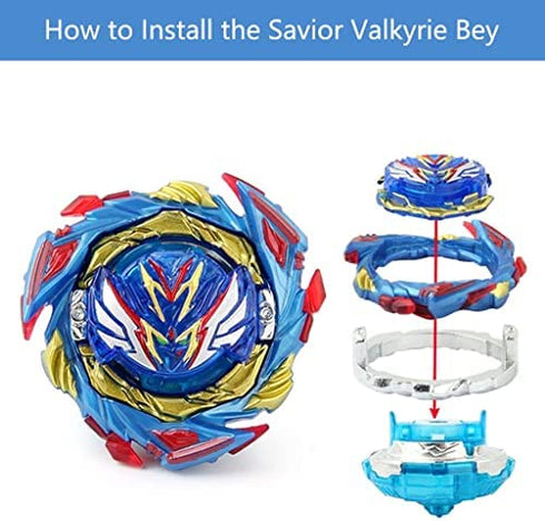 Konikiwa Bey Battling String Launcher, Savior Valkyrie Top Burst Launcher Set, Left and Right Spin Launcher DB Launcher Compatible with All Bey Burst Series - Blue