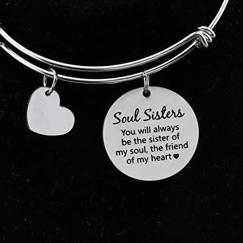 Soul Sister Bracelet Best Friend Jewelry Gift for Sister in law Inspirational Bangle