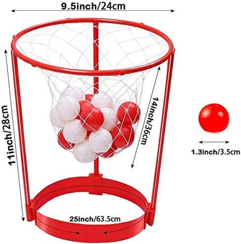 2 Pack Head Hoop Basketball Party Game for Kids and Adults Carnival Game Adjustable Basket Net Headband with 20 Balls for Carnival Party Birthday Party Family Indoor Outdoor Game