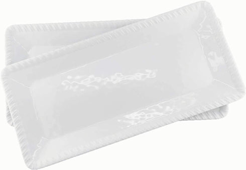 17-Inch Melamine Serving Tray/Platters Set of 2, White & Rectangular | 100% Melamine,Dishwasher Safe,BPA Free