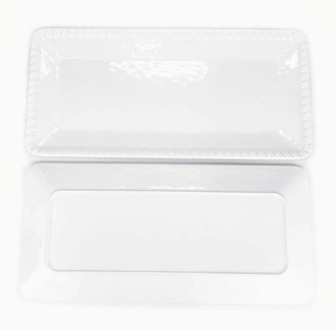 17-Inch Melamine Serving Tray/Platters Set of 2, White & Rectangular | 100% Melamine,Dishwasher Safe,BPA Free