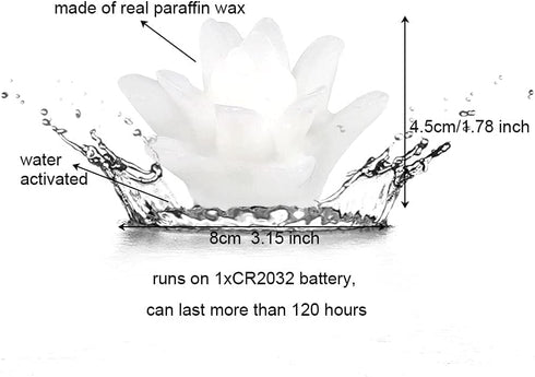 ARDUX LED Floating Flower Candles - Flameless Lily Tea Light Candles Wax Waterproof Candles Battery Powered for Wedding Party Centerpiece Pool Decoration