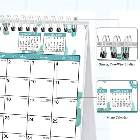 Desk Calendar 2023-2024, Monthly Desktop Calendar, Standing Flip Calendar with Thick Paper(Jan. 2023 - Jun. 2024, 10" x 8.25" ), Academic Year Standing Desk Calendar with Planner Stickers