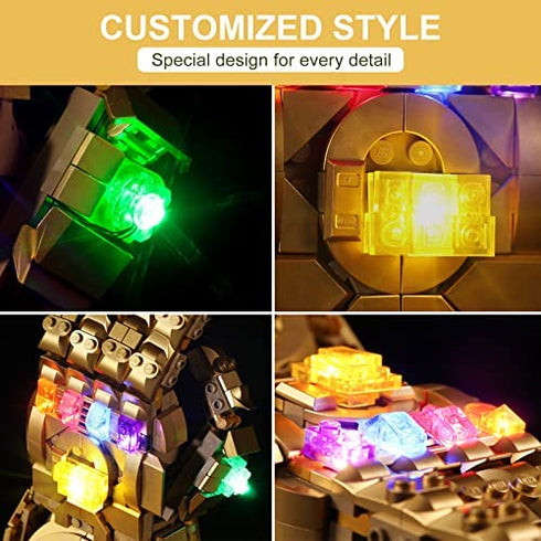 LED Light for Lego 76191 Infinity Gauntlet Collectible Building Kit, Decoration Lights for Thanos Hand Gauntlet Model, Basic Version Lighting for Infinity Stones (Lights Kit Only,No Lego Model)