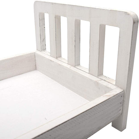 Baby Photography Bed Baby Photo Props White Wood Doll Bed Detachable Photo Background for Baby Photo Studio