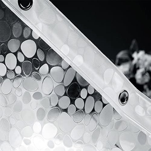 Extra Long Shower Curtain Liner 84 Inches Long,Weighted Bathroom Shower Curtain 72x84 Inch Liner with 5 Magnets, Heavy Duty, Semi Transparent, Cobblestone