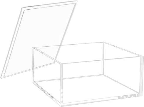 NIUBEE Decorative Acrylic Box with Lid, Clear Box Square Stackable Mult-Purpose for Office and Home (X-Large)