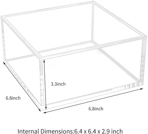 NIUBEE Decorative Acrylic Box with Lid, Clear Box Square Stackable Mult-Purpose for Office and Home (X-Large)