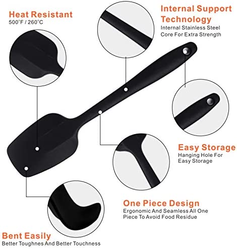 Silicone Spatulas, Small Rubber Spoon Spatula Heat Resistant Seamless One Piece Design Non-Stick Spoonula Flexible Scrapers Baking Mixing Tool(8.2" x 1.8" x 6 Pcs)