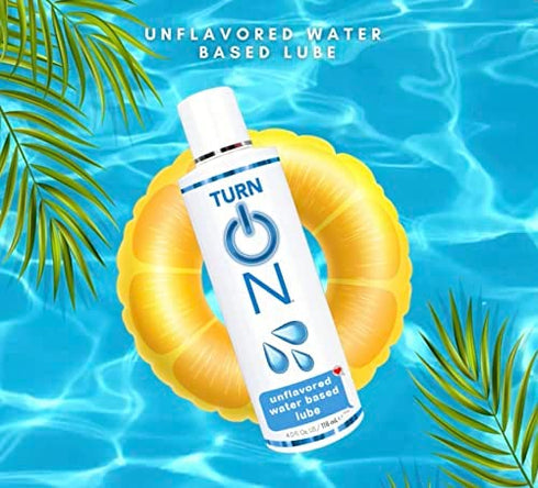 Turn On Water Based Sex Lube 8 Ounce Premium Personal Lubricant, Long Lasting Formula for Condom Safe Vegan Ph Balanced Hypoallergenic and Paraben Free Intimacy, Gel Lube for Men Women & Couples