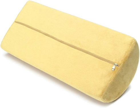 SKYZONAL Half Moon Bolster Pillow for Legs Back Neck Lumbar Spine Knee Pain Relief Memory Foam Support Pillow (Yellow)