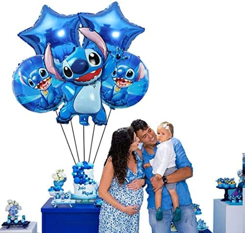 6pcs Lilo and Stitch Aluminum film balloon, Stitch birthday party decoration, children's birthday party supplies decoration