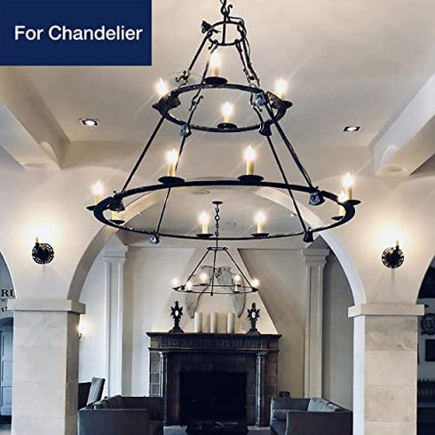 FLSNT 60 Watts Equivalent LED Chandelier Light Bulbs, Dimmable CA11 LED E26 Base Candelabra Bulbs, 2700K Soft White, 12 Pack
