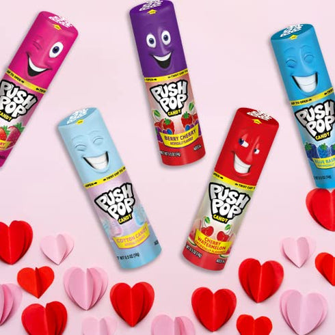 Push Pop Lollipops Valentine’s Day Bulk Candy - 10 Count Individually Wrapped Lollipops In Various Fruity Flavors - Valentine’s Day Assorted Candy - Fun Valentine’s Candy Gift For Valentine’s Day