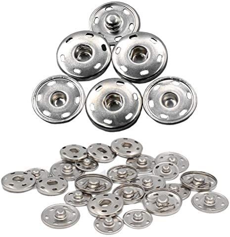 50 Sets Sew-on Snap Buttons, Metal Snaps Fasteners Press Studs Buttons for Sewing Clothing, 3/4" 19mm(Silver)