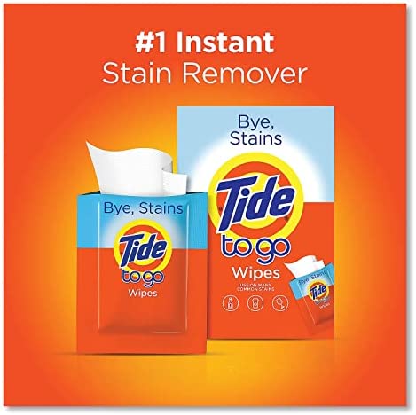Tide to Go Instant Stain Removing Wipes, 10 Count Wipes (Pack of 2)