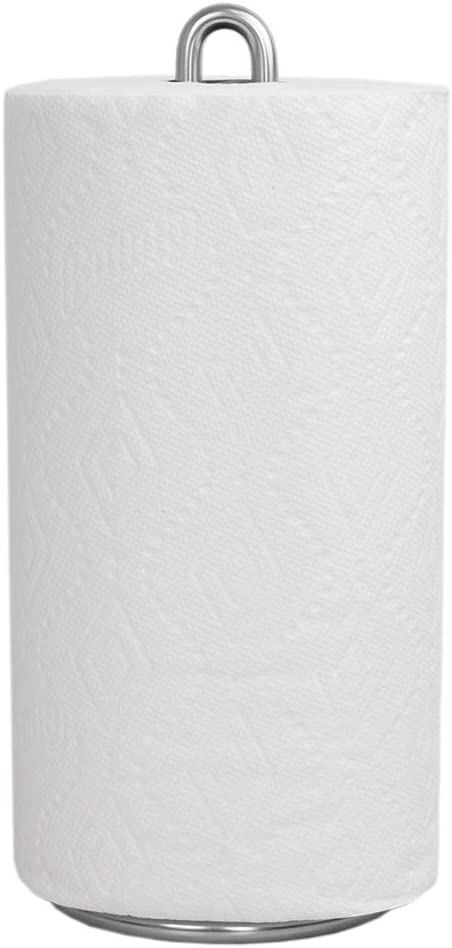 Home Basics Simplicity Collection Holder Easy One-Handed Tear Free Kitchen Counter & Dinning Table Paper Towel Dispenser Stand, Satin Chrome