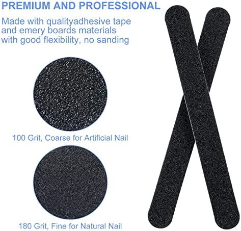 15pcs Professional Nail File 100 180 Grit Double Sided Washable Nail Files, Teuki Fingernail Files Emery Emory Boards for Nails…