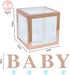 Rose Gold Baby Shower Boxes Party Decorations 4 Clear & Transparent Blocks, First Birthday Centerpiece Decor Supplies for Boys and Girls, Gender Decor (Rose gold)