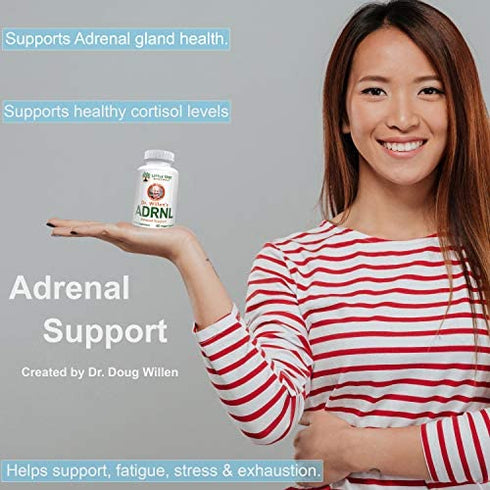 Advanced Powerful Adrenal Support Supplement – Dr. Willen's Adrenal Gland Health, Improve Cortisol Levels, Fatigue, Stress and Exhaustion – 60 Non GMO Easy to Swallow Capsules