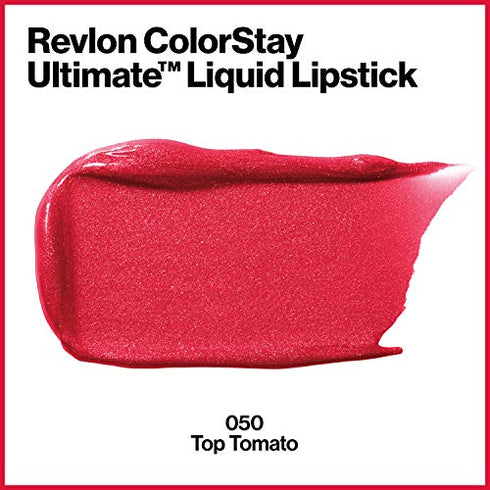 Liquid Lipstick by Revlon, Face Makeup, ColorStay Ultimate, Longwear Rich Lip Colors, Satin Finish, 050 Top Tomato, 0.07 Oz