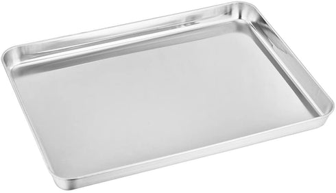 TeamFar Baking Sheet Set of 2, Baking Pans Tray Cookie Sheet Stainless Steel, Non Toxic & Healthy, Mirror Finish & Rust Free, Easy Clean & Dishwasher Safe
